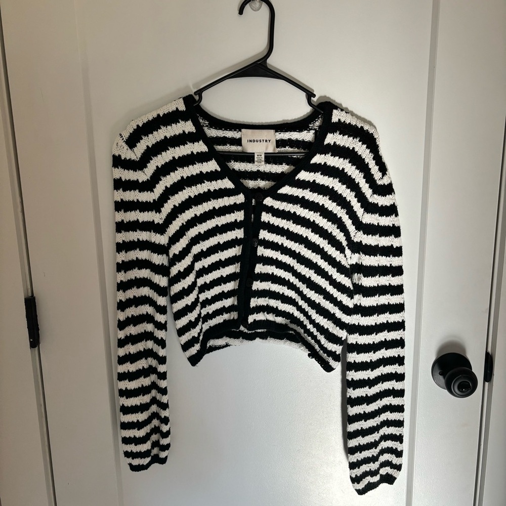INDUSTRY REPUBLIC STRIPED CROPPED CARDIGAN